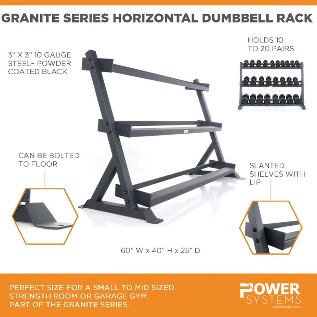 Power Systems - Granite Series Dumbbell Rack - Dumbbell Storage - Revive and Lift
