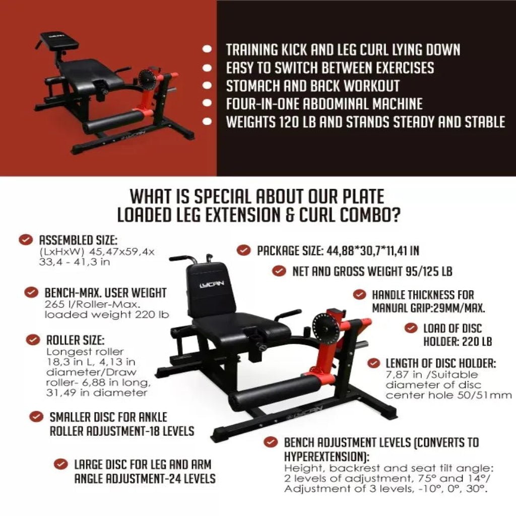 Lycan Fitness - Plate Loaded Leg Ext. / Curl Machine - Plate Loaded - Revive and Lift