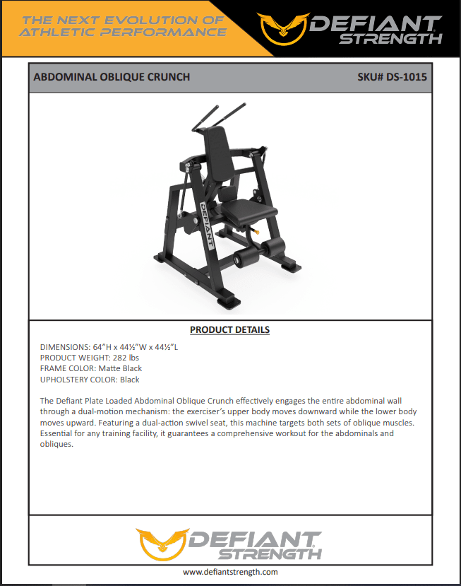 Defiant Strength - Defiant Strength DS1015 Abdominal Oblique Crunch - Plate Loaded