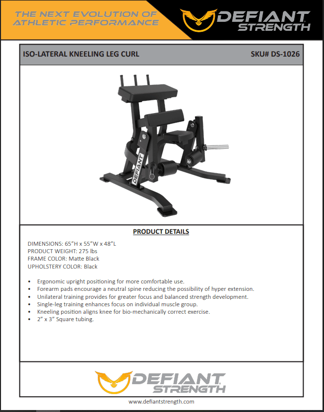 Defiant Strength - Defiant Strength DS1026 Kneeling Leg Curl Machine - Plate Loaded