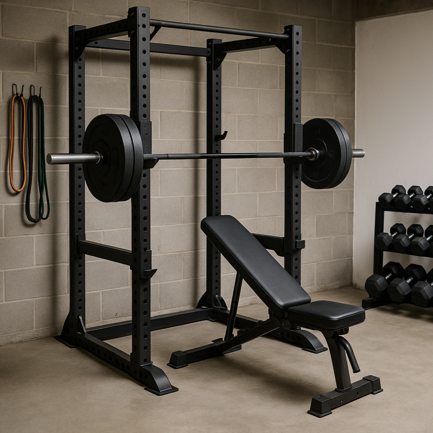 REAL LIFE WORKOUT RACKS AND BENCH