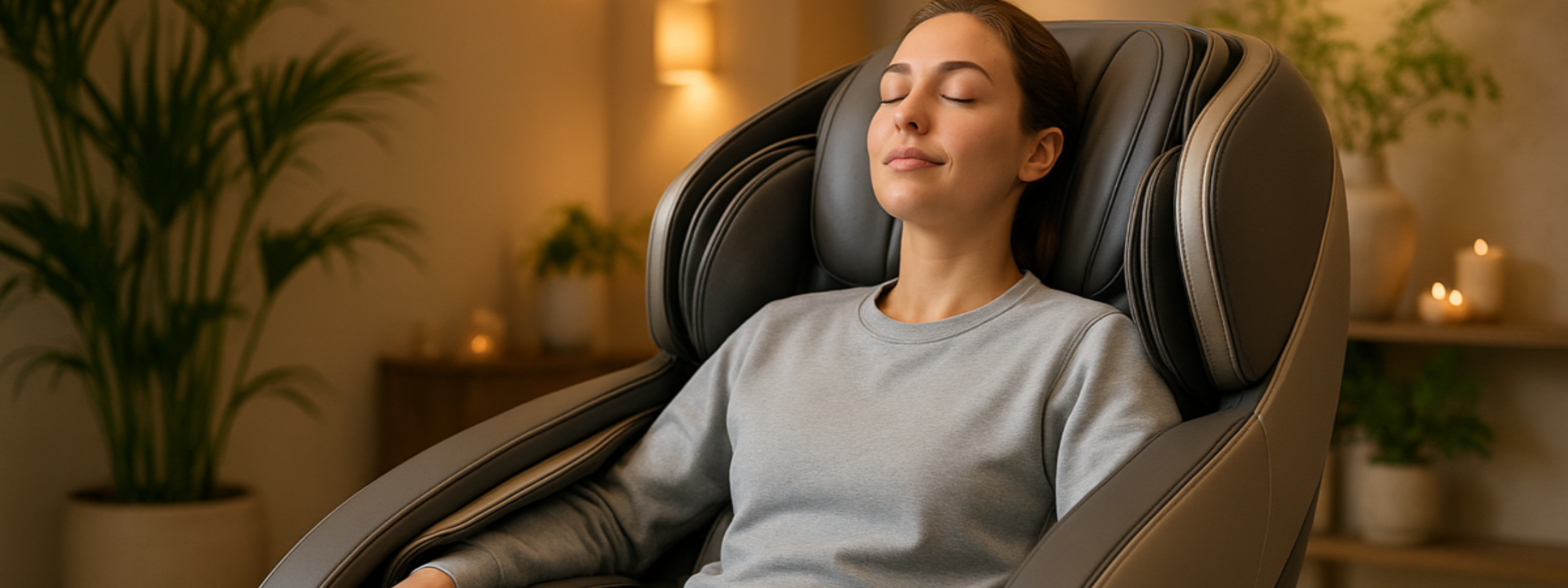 sitting in a massage chair