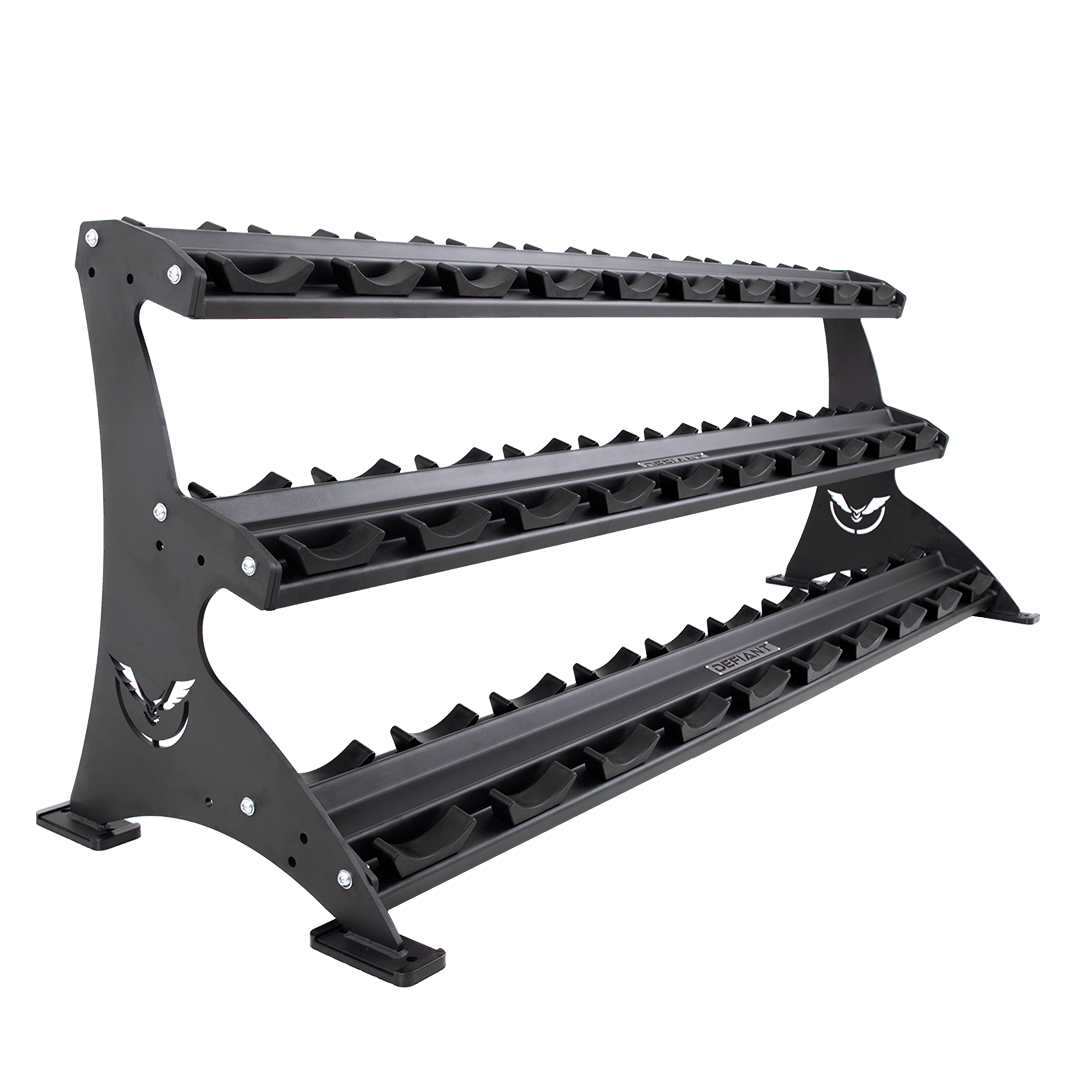 TKO Strength & Performance - TKO 5–150 lb Commercial Dumbbell Set with 3 - Tier Rack - Dumbbell Set