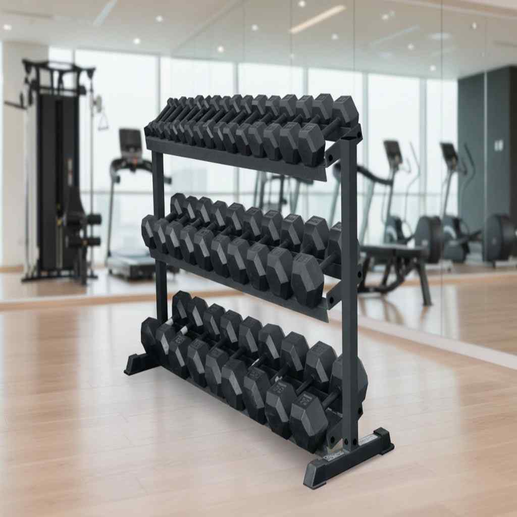 York Barbell - York Barbell 3-Tier Hex Dumbbell Rack - Dumbbell Storage