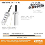 Women’s 15KG Hybrid Bar | Power Systems Barbell - Weight Bars - Power Systems