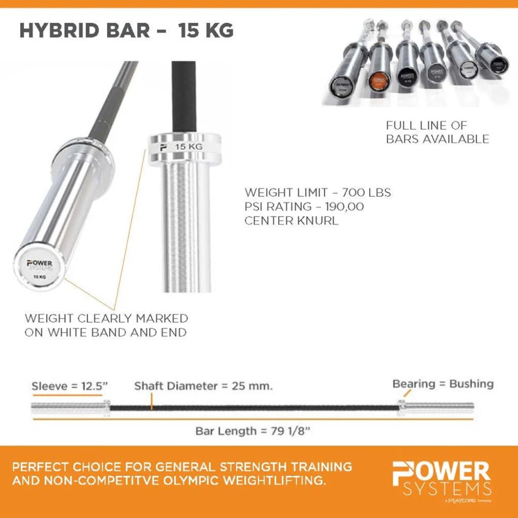 Women’s 15KG Hybrid Bar | Power Systems Barbell - Weight Bars - Power Systems
