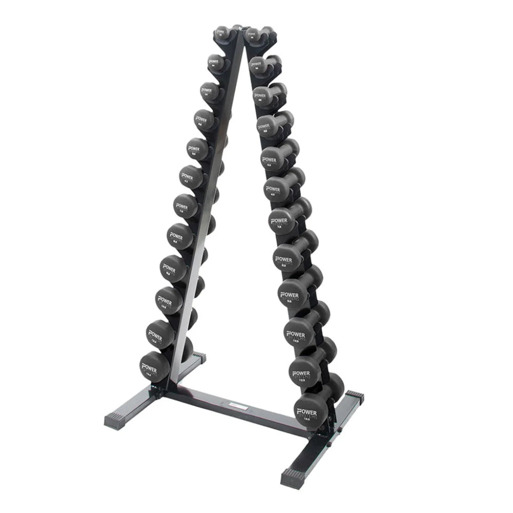 Black Neoprene / Vinyl Dumbbell Set with Vertical Rack