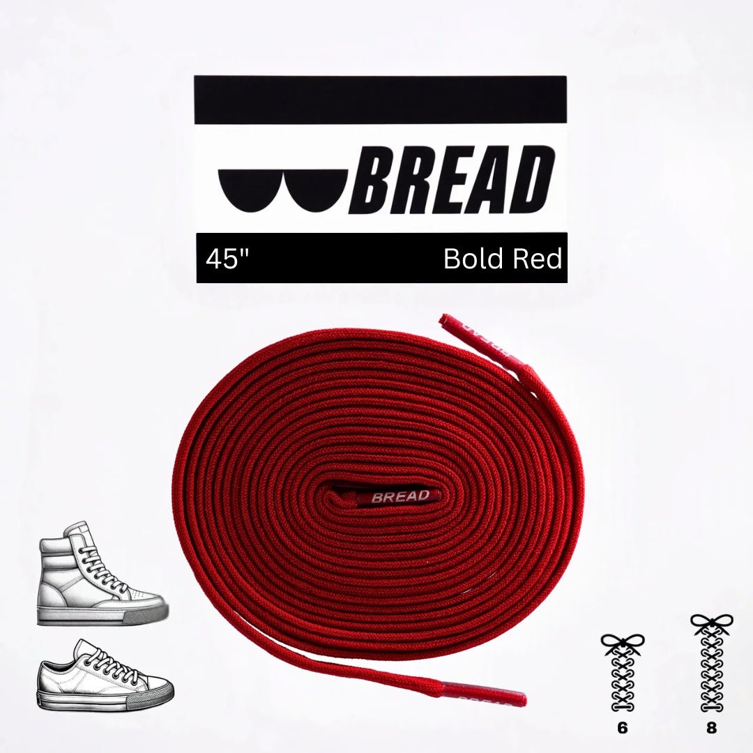 Bold Red Bread Elastic Shoelaces – Tie Once, Stay Tied - Elastic Shoelace - Bread
