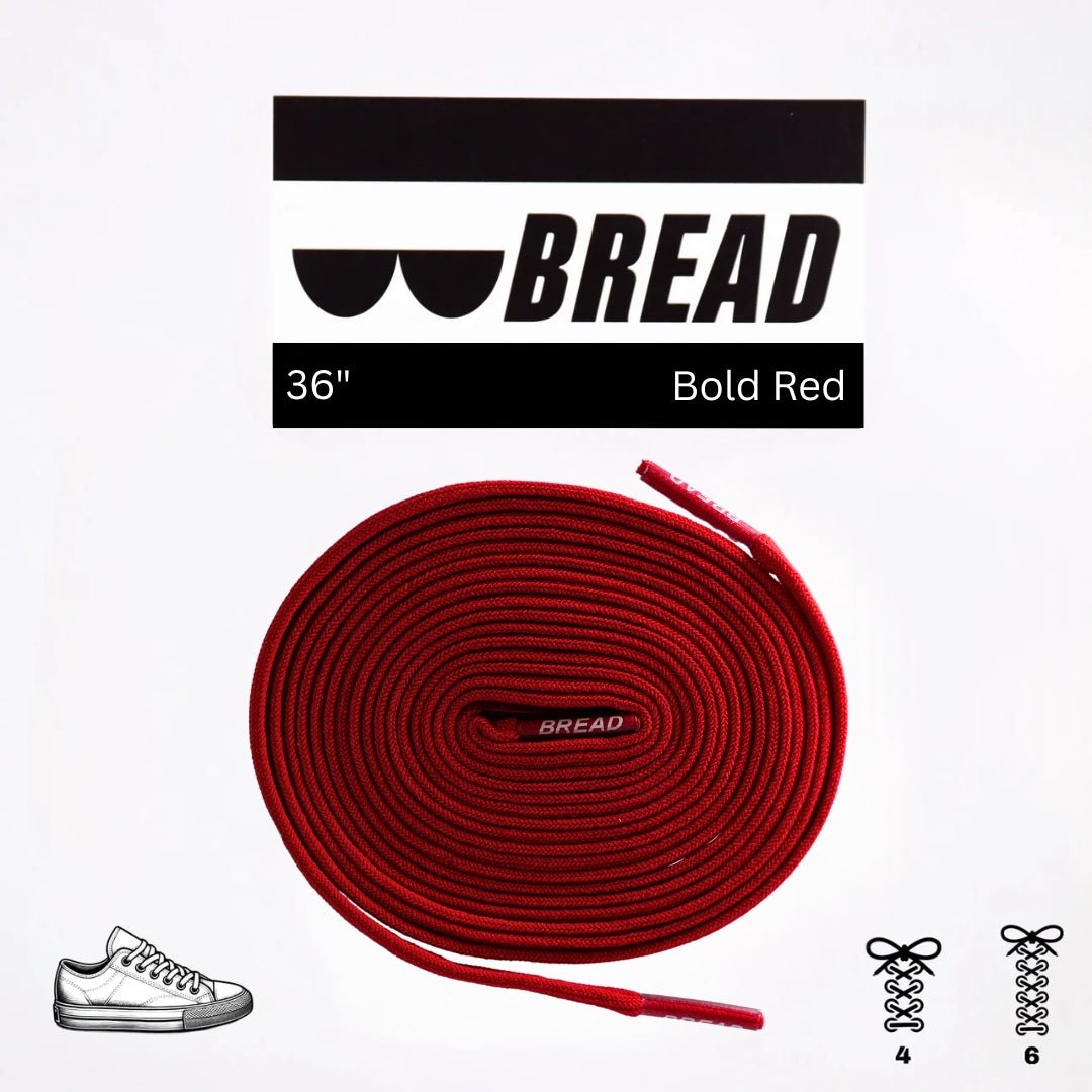 Bold Red Bread Elastic Shoelaces – Tie Once, Stay Tied - Elastic Shoelace - Bread
