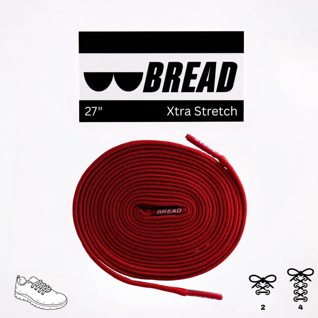 Bold Red Bread Elastic Shoelaces – Tie Once, Stay Tied - Elastic Shoelace - Bread