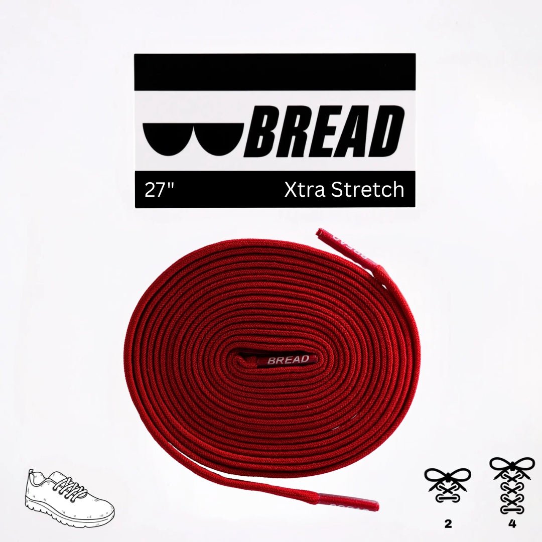 Bold Red Bread Elastic Shoelaces – Tie Once, Stay Tied - Elastic Shoelace - Bread