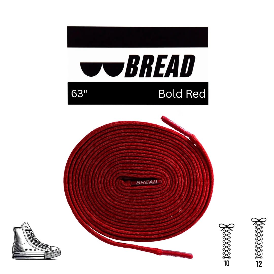 Bold Red Bread Elastic Shoelaces – Tie Once, Stay Tied - Elastic Shoelace - Bread