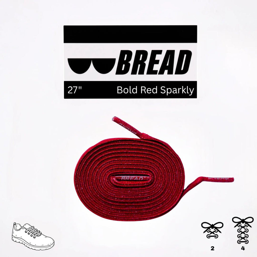 Bold Red Bread Elastic Shoelaces – Tie Once, Stay Tied - Elastic Shoelace - Bread
