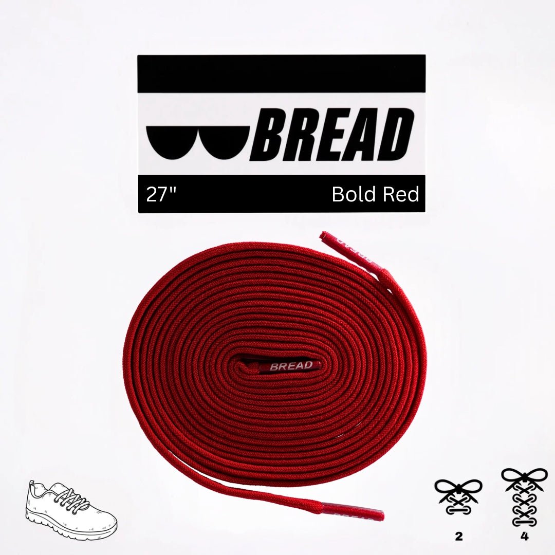 Bold Red Bread Elastic Shoelaces – Tie Once, Stay Tied - Elastic Shoelace - Bread