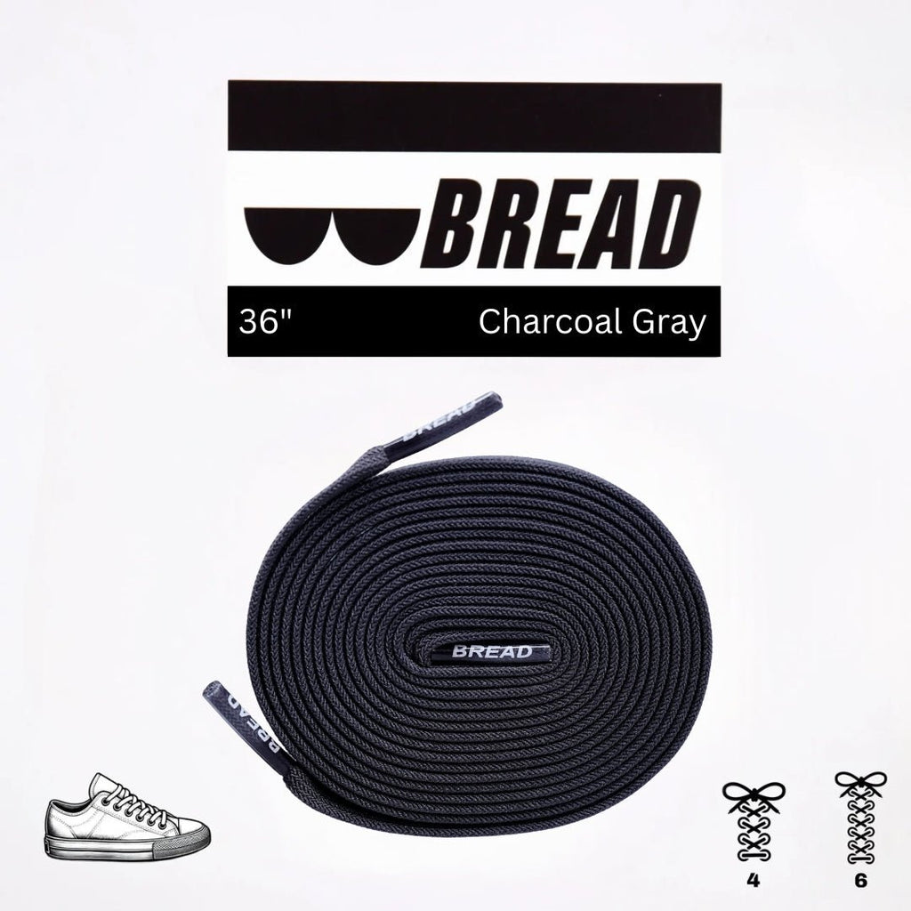 Charcoal Grey Elastic Shoelaces | Bread Laces - Elastic Shoelace - Bread