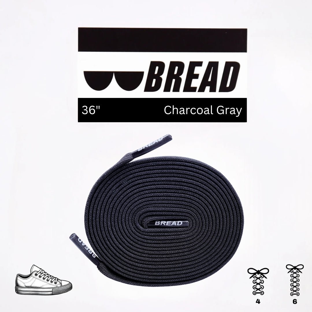 Charcoal Grey Elastic Shoelaces | Bread Laces - Elastic Shoelace - Bread