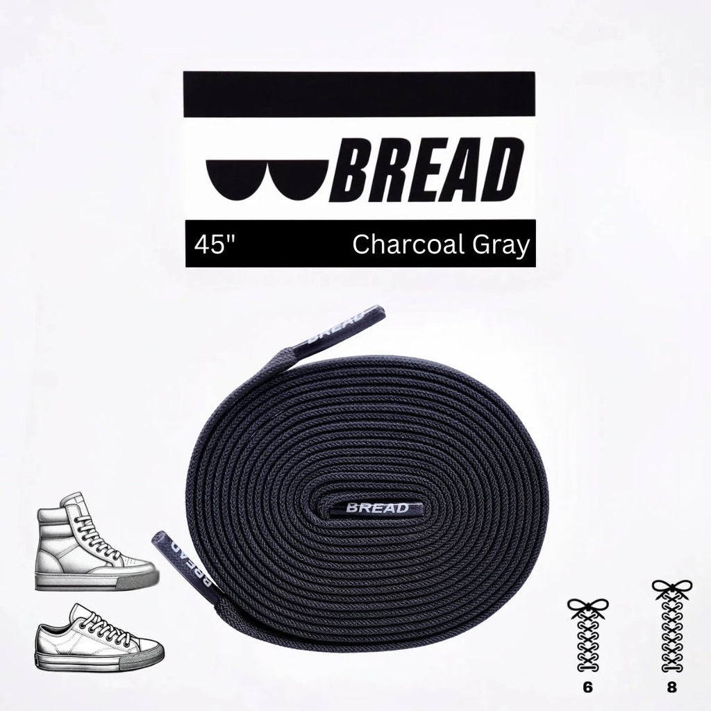 Charcoal Grey Elastic Shoelaces | Bread Laces - Elastic Shoelace - Bread