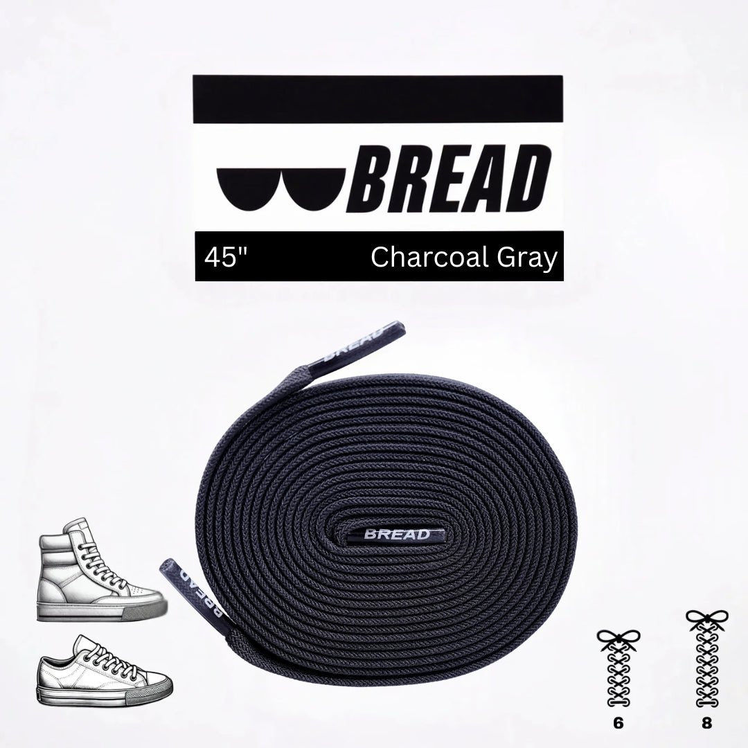 Charcoal Grey Elastic Shoelaces | Bread Laces - Elastic Shoelace - Bread