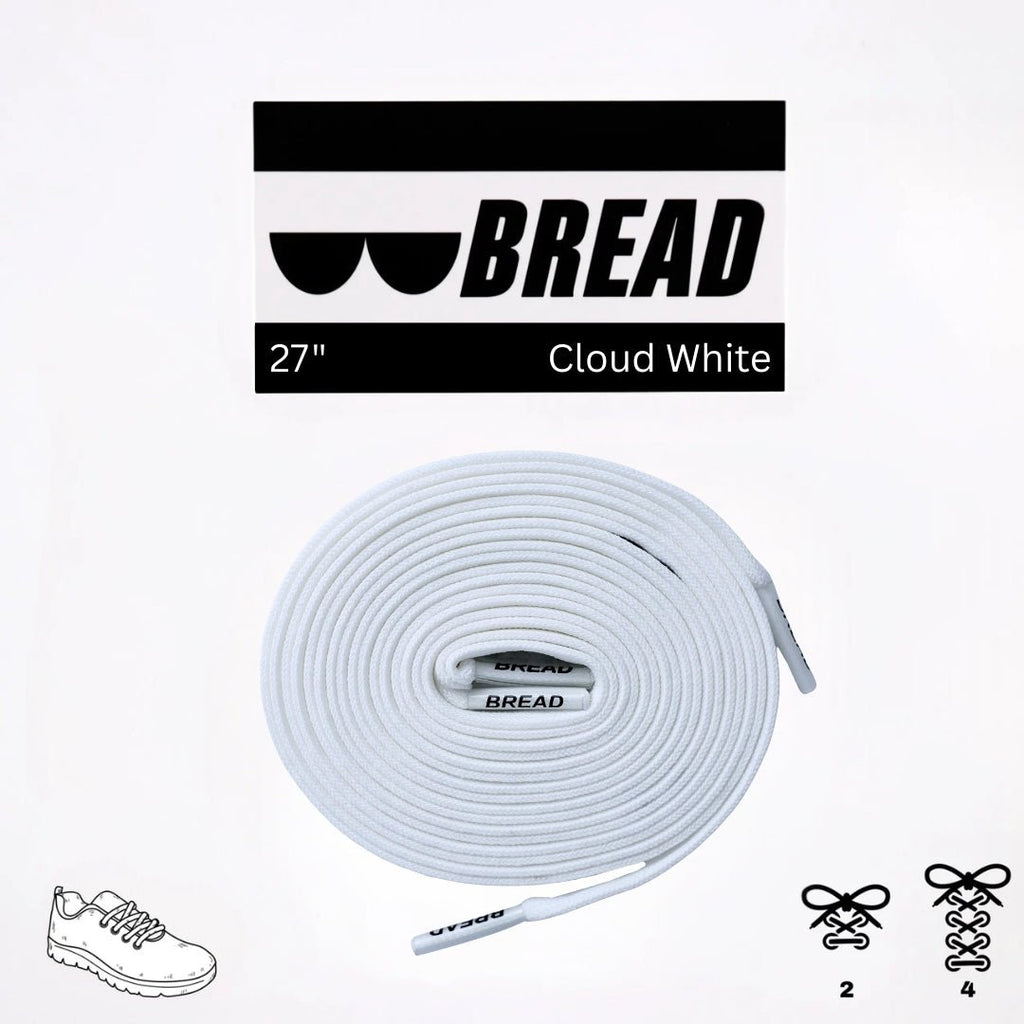 Cloud White Bread Elastic Shoelaces – Tie Once, Stay Tied - Elastic Shoelace - Bread