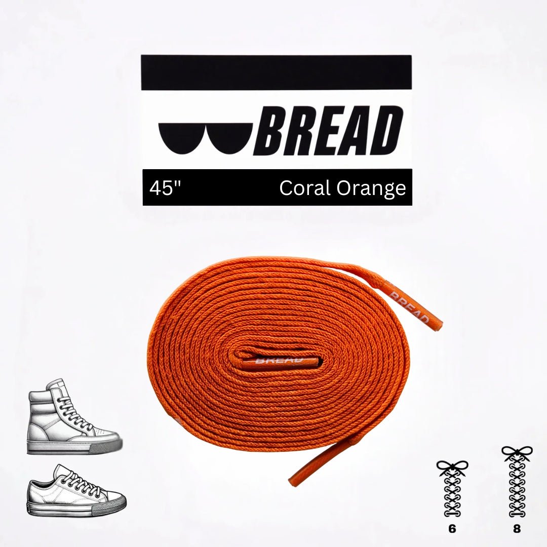 Coral Orange Bread Elastic Shoelaces – Tie Once, Stay Tied - Elastic Shoelace - Bread
