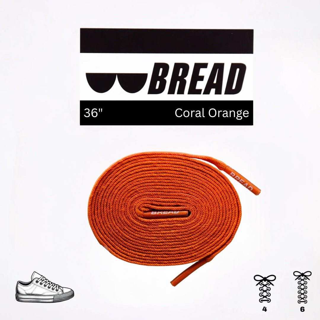 Coral Orange Bread Elastic Shoelaces – Tie Once, Stay Tied - Elastic Shoelace - Bread