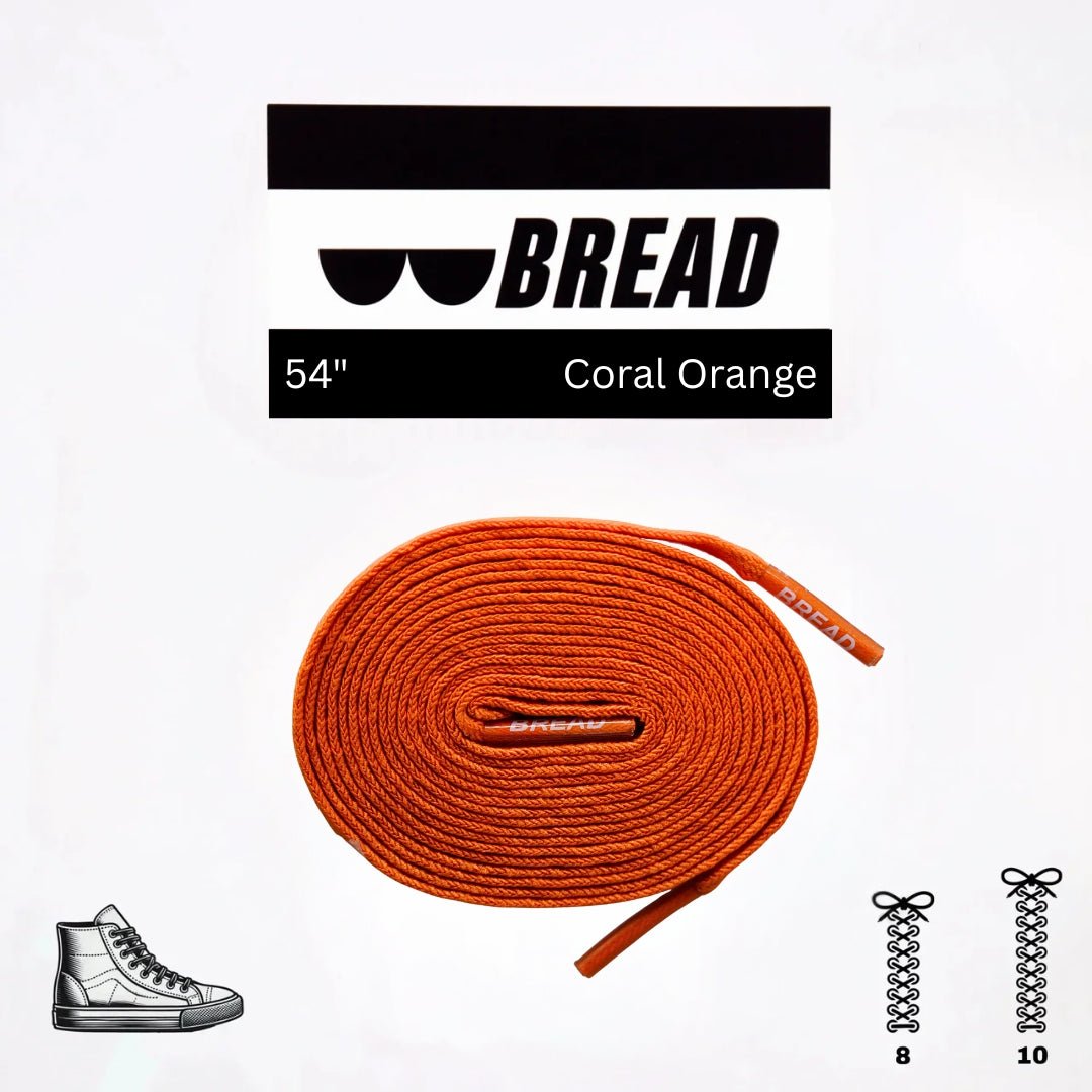Coral Orange Bread Elastic Shoelaces – Tie Once, Stay Tied - Elastic Shoelace - Bread