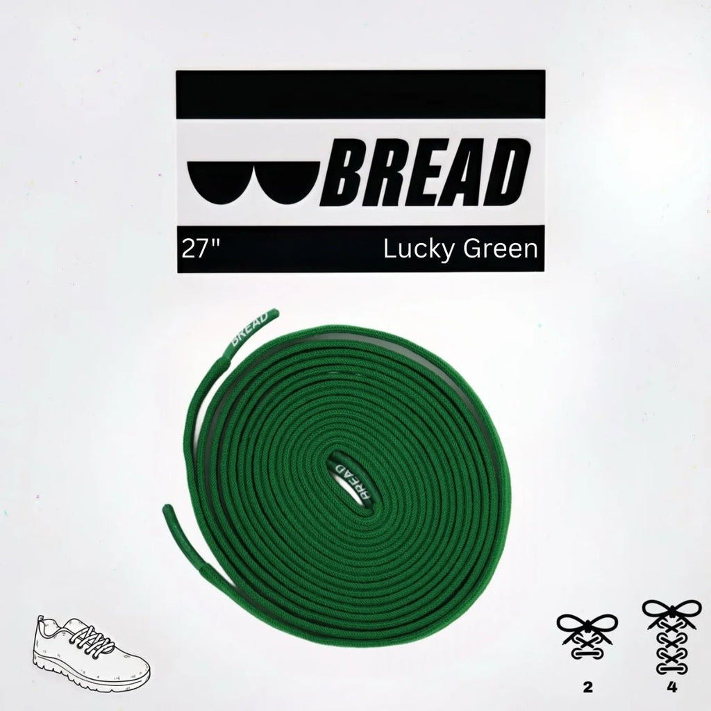 Lucky Green Bread Elastic Shoelaces – Tie Once, Stay Tied - Elastic Shoelace - Bread