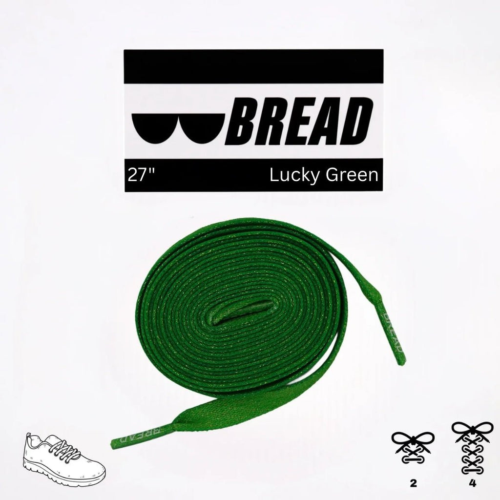 Lucky Green Bread Elastic Shoelaces – Tie Once, Stay Tied - Elastic Shoelace - Bread