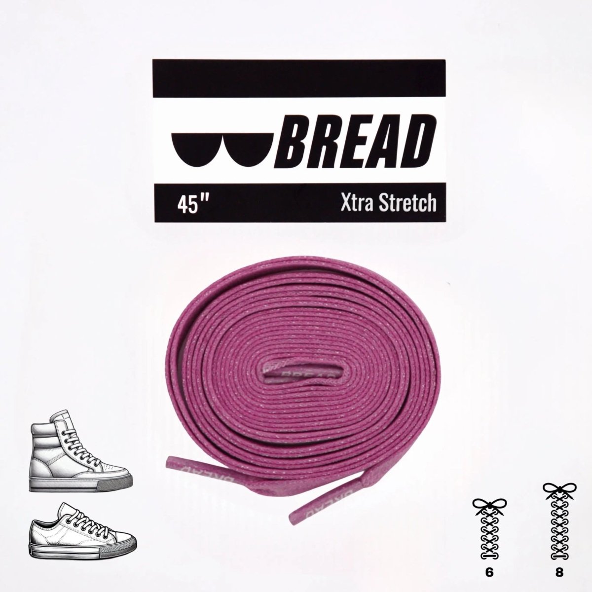 Pretty Pink Bread Elastic Shoelaces – Tie Once, Stay Tied - Elastic Shoelace - Bread