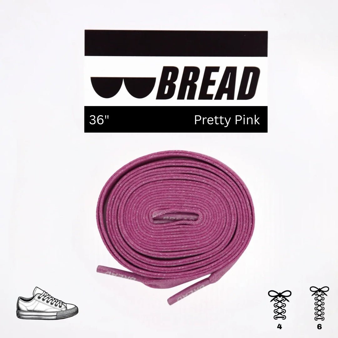 Pretty Pink Bread Elastic Shoelaces – Tie Once, Stay Tied - Elastic Shoelace - Bread
