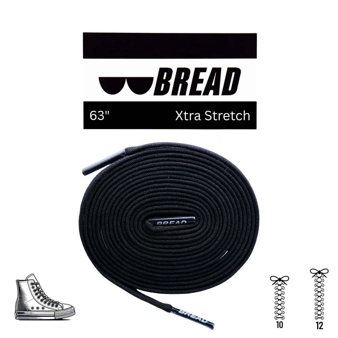 Shadow Black Bread Elastic Shoelaces – Tie Once, Stay Tied - Elastic Shoelace - Bread