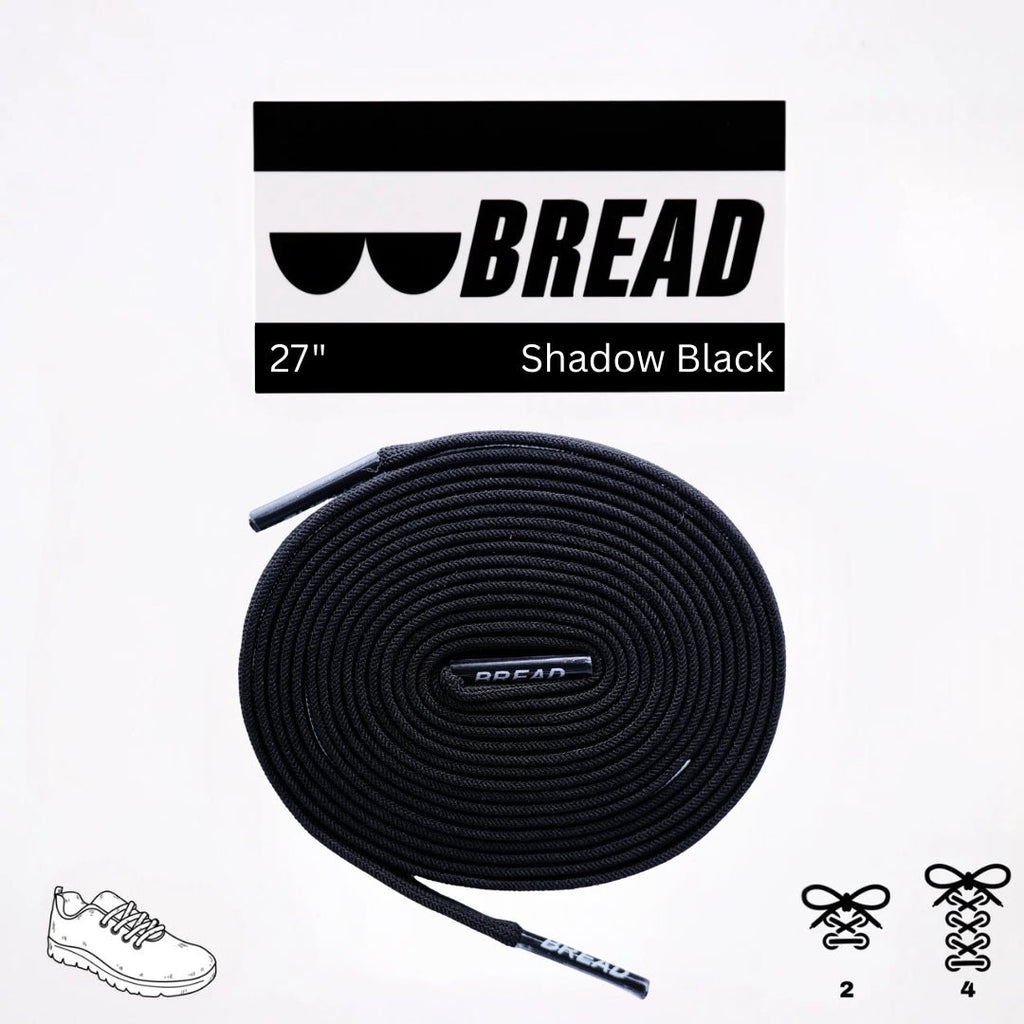 Shadow Black Bread Elastic Shoelaces – Tie Once, Stay Tied - Elastic Shoelace - Bread