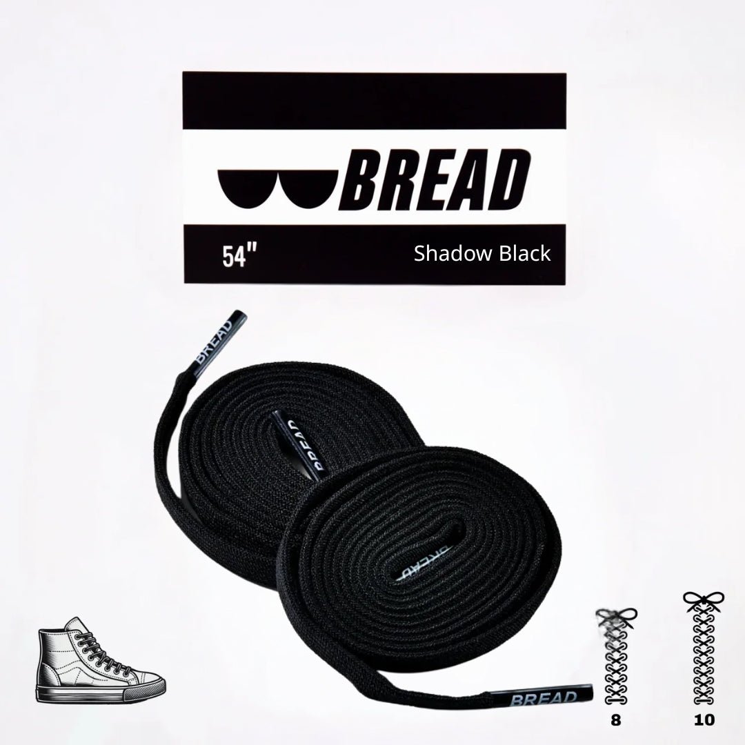 Shadow Black Bread Elastic Shoelaces – Tie Once, Stay Tied - Elastic Shoelace - Bread