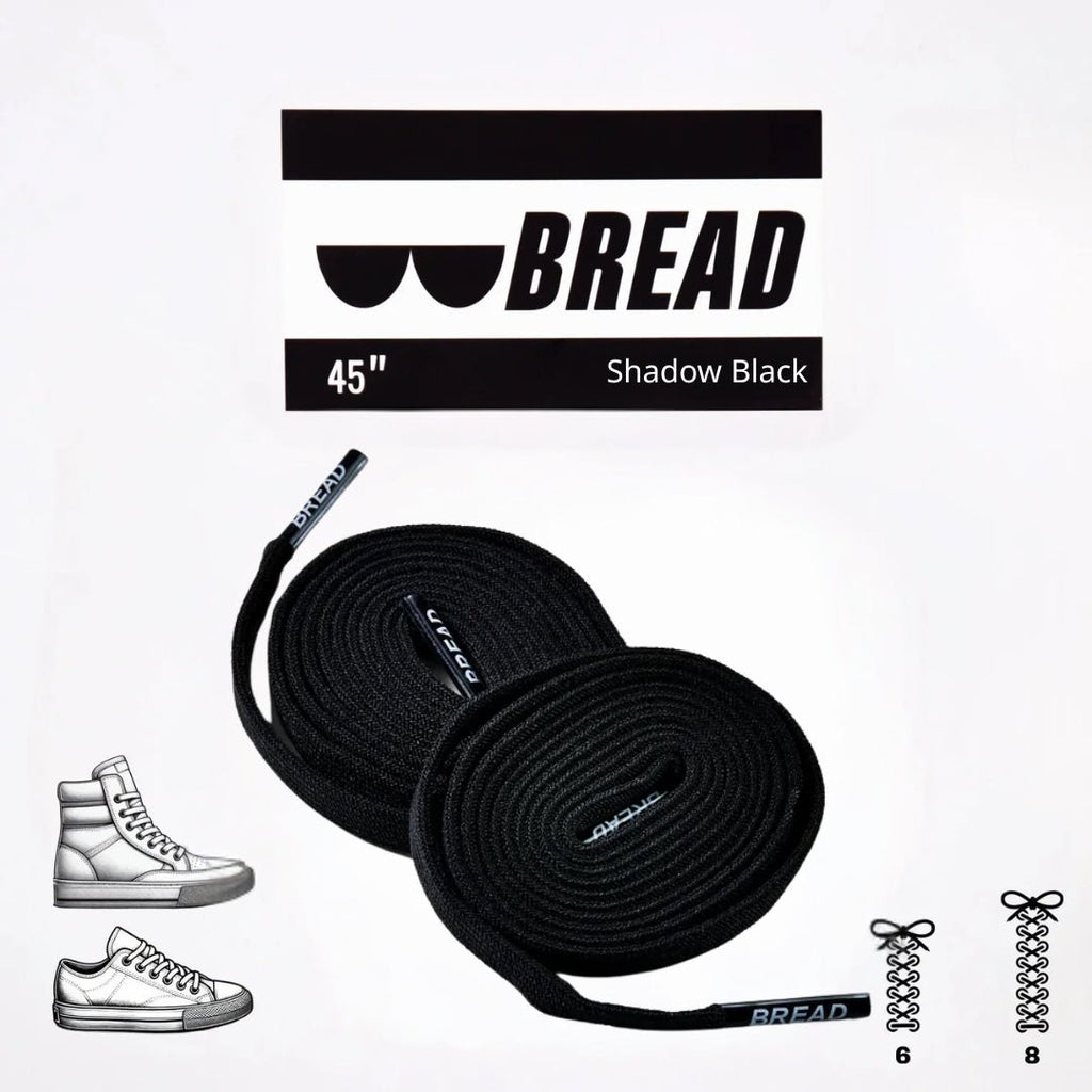 Shadow Black Bread Elastic Shoelaces – Tie Once, Stay Tied - Elastic Shoelace - Bread