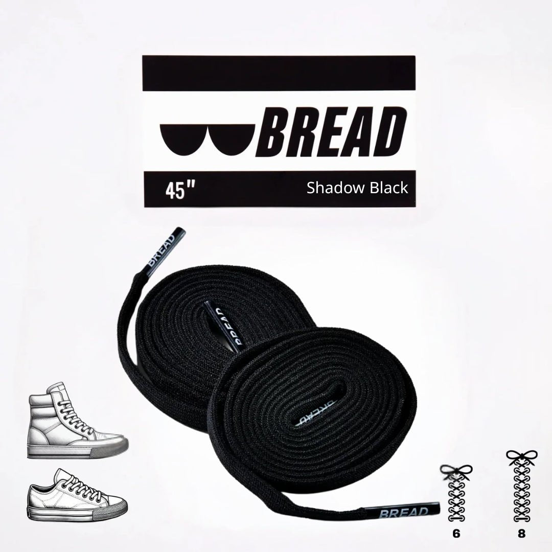 Shadow Black Bread Elastic Shoelaces – Tie Once, Stay Tied - Elastic Shoelace - Bread