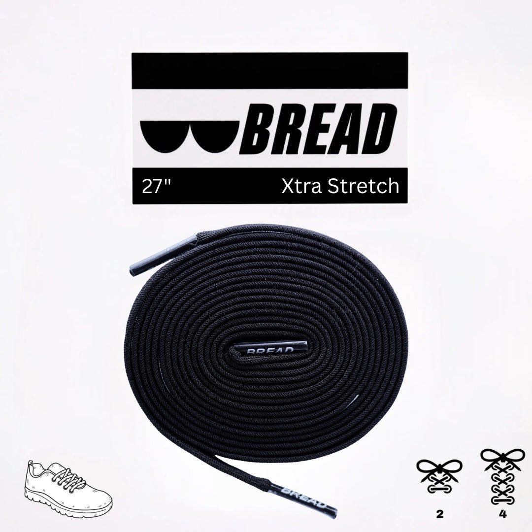 Shadow Black Bread Elastic Shoelaces – Tie Once, Stay Tied - Elastic Shoelace - Bread