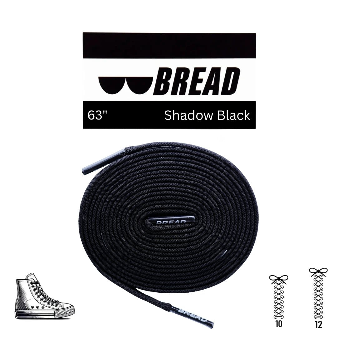 Shadow Black Bread Elastic Shoelaces – Tie Once, Stay Tied - Elastic Shoelace - Bread