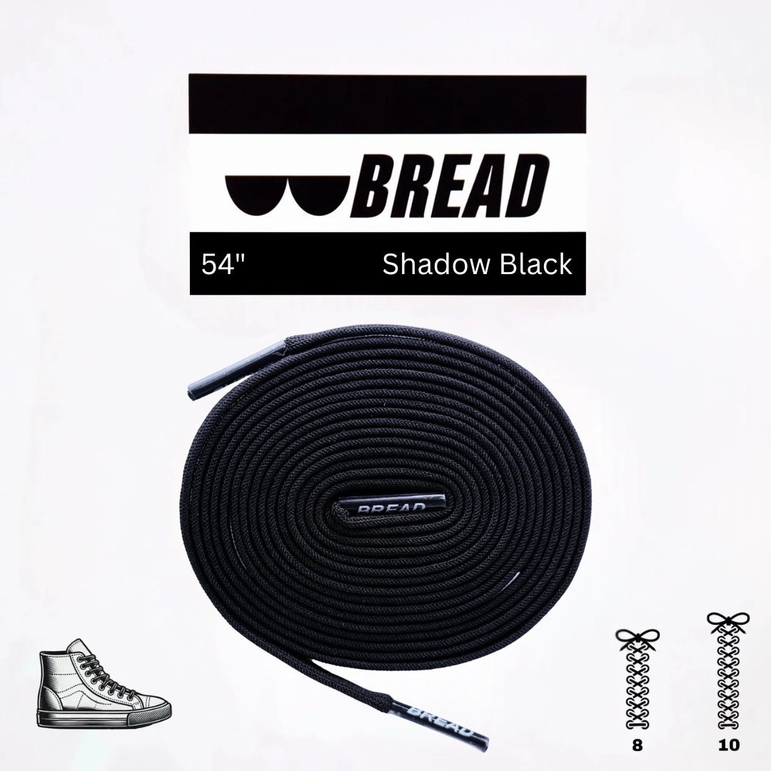Shadow Black Bread Elastic Shoelaces – Tie Once, Stay Tied - Elastic Shoelace - Bread