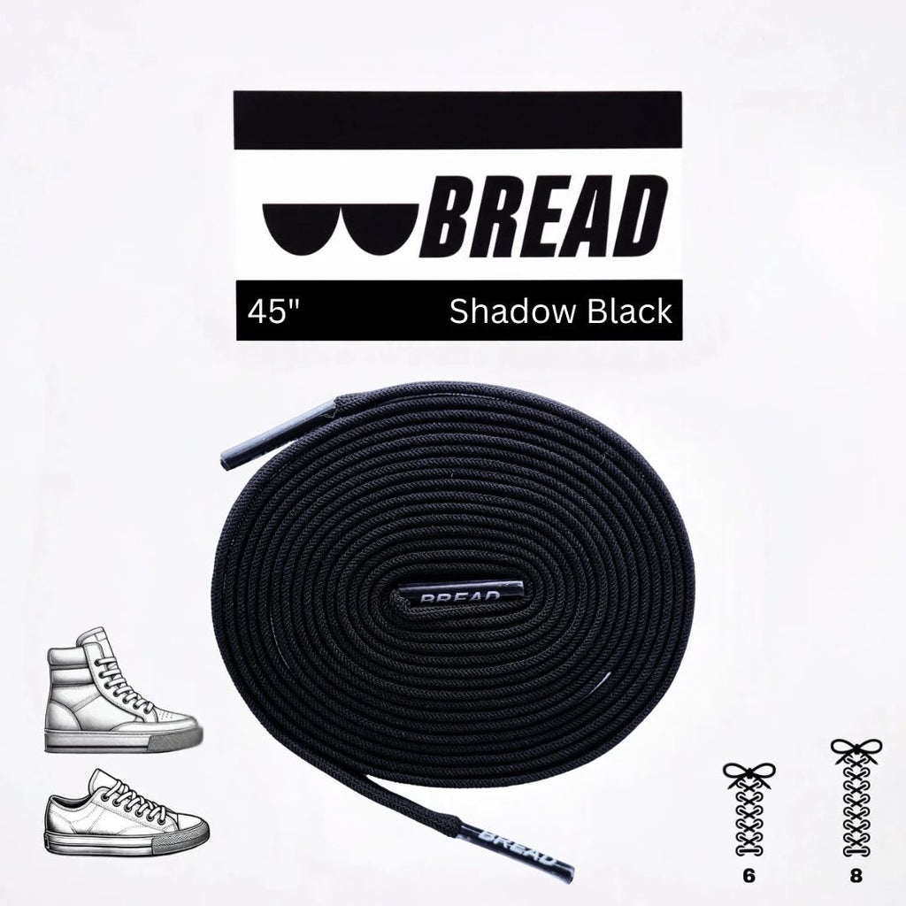 Shadow Black Bread Elastic Shoelaces – Tie Once, Stay Tied - Elastic Shoelace - Bread