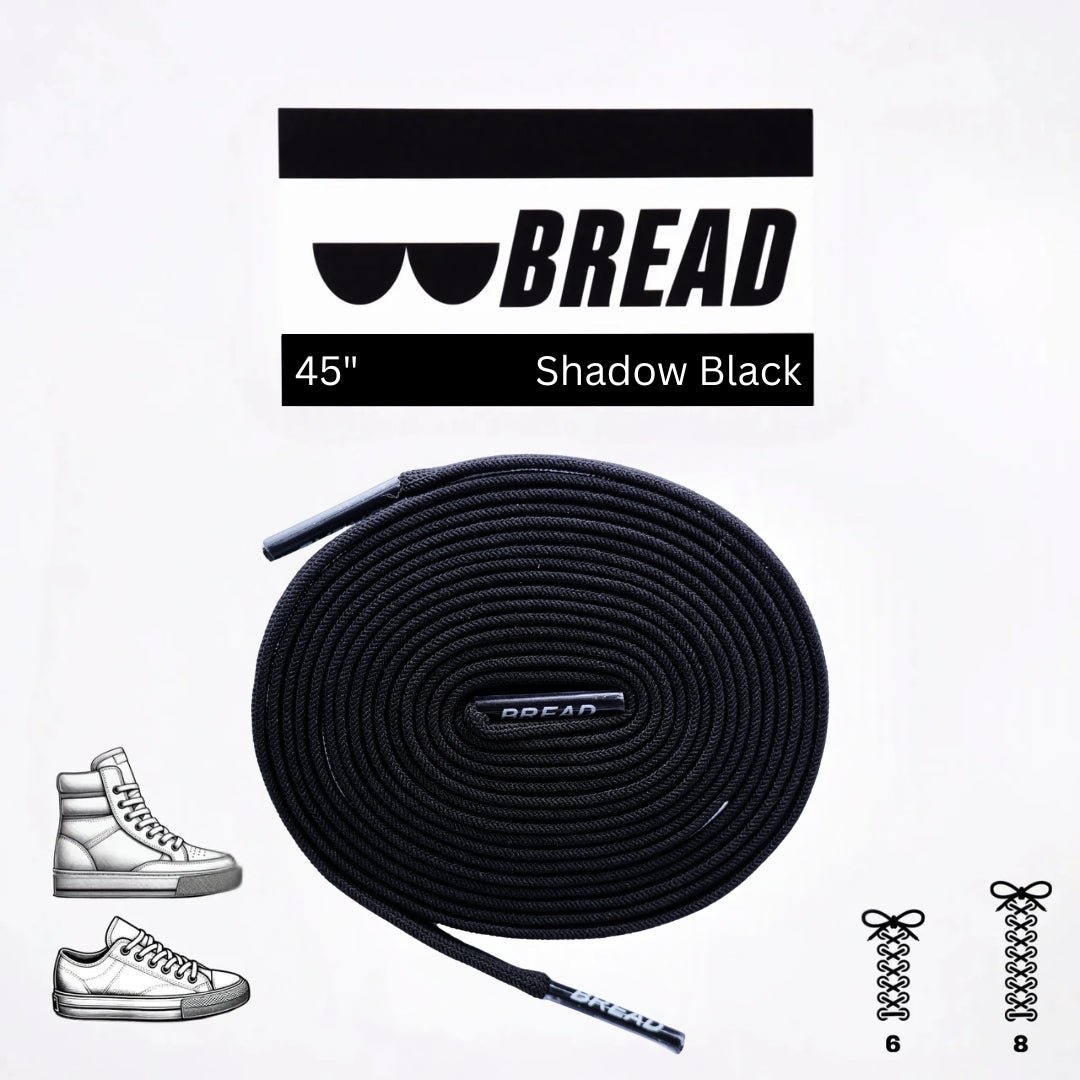 Shadow Black Bread Elastic Shoelaces – Tie Once, Stay Tied - Elastic Shoelace - Bread