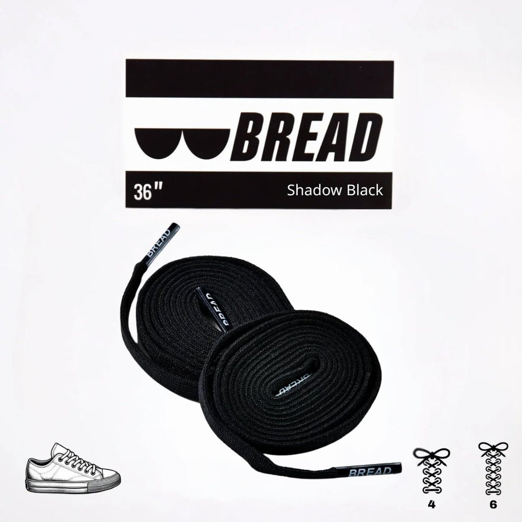 Shadow Black Bread Elastic Shoelaces – Tie Once, Stay Tied - Elastic Shoelace - Bread