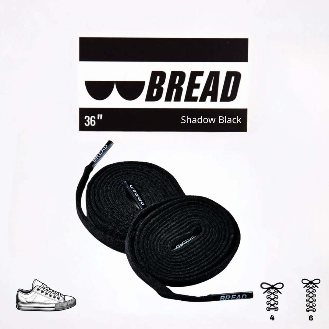 Shadow Black Bread Elastic Shoelaces – Tie Once, Stay Tied - Elastic Shoelace - Bread