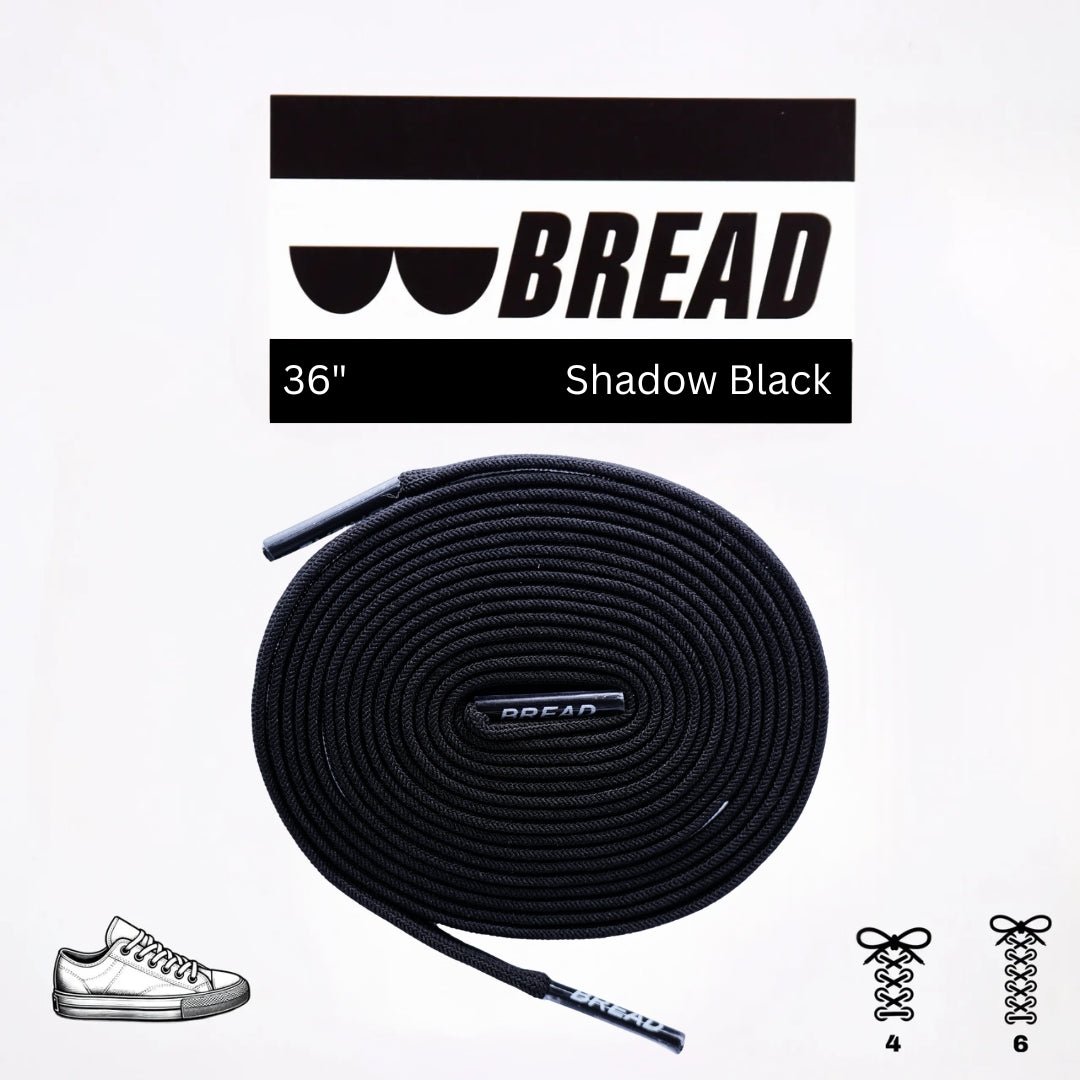 Shadow Black Bread Elastic Shoelaces – Tie Once, Stay Tied - Elastic Shoelace - Bread