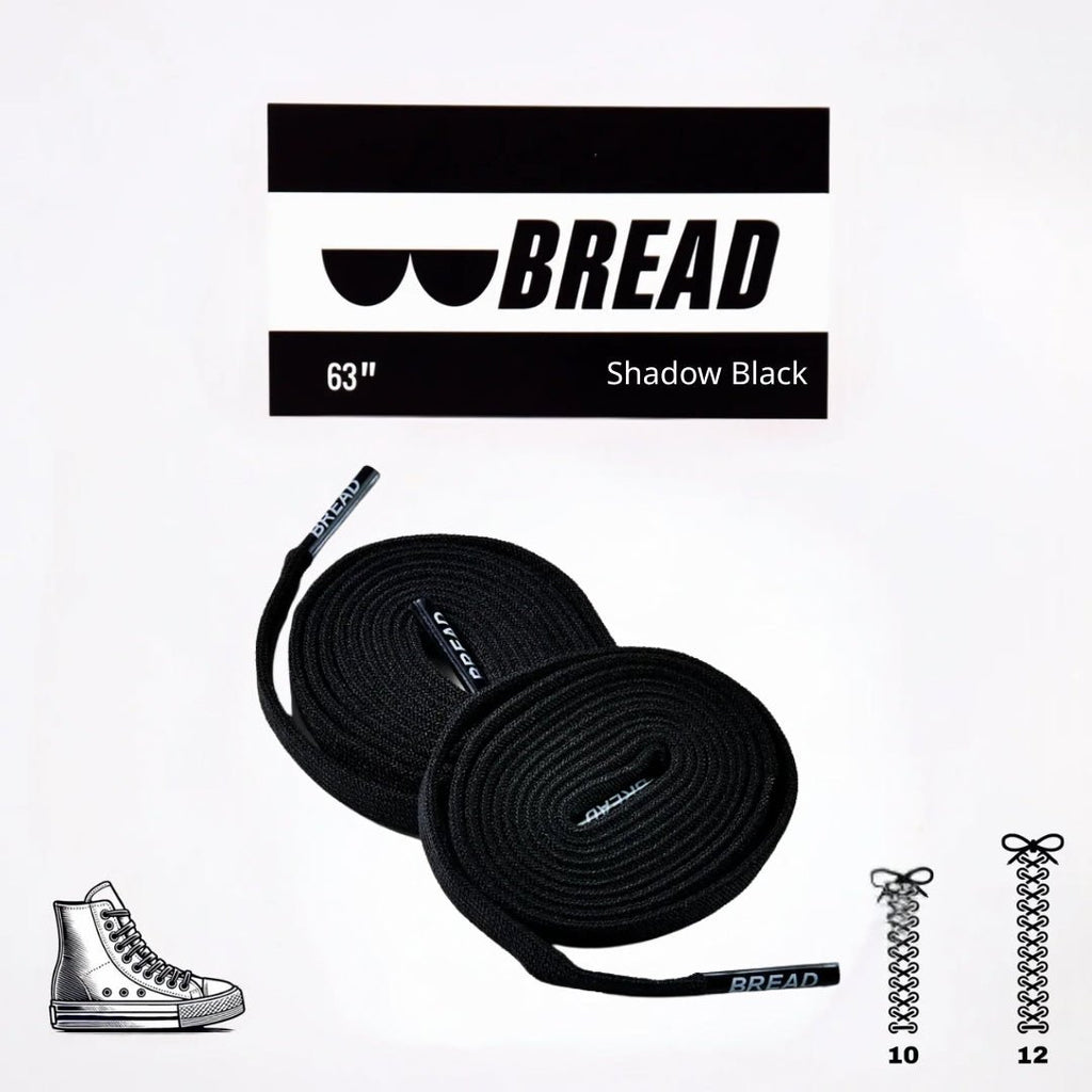 Shadow Black Bread Elastic Shoelaces – Tie Once, Stay Tied - Elastic Shoelace - Bread
