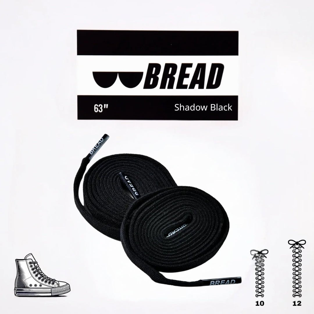 Shadow Black Bread Elastic Shoelaces – Tie Once, Stay Tied - Elastic Shoelace - Bread
