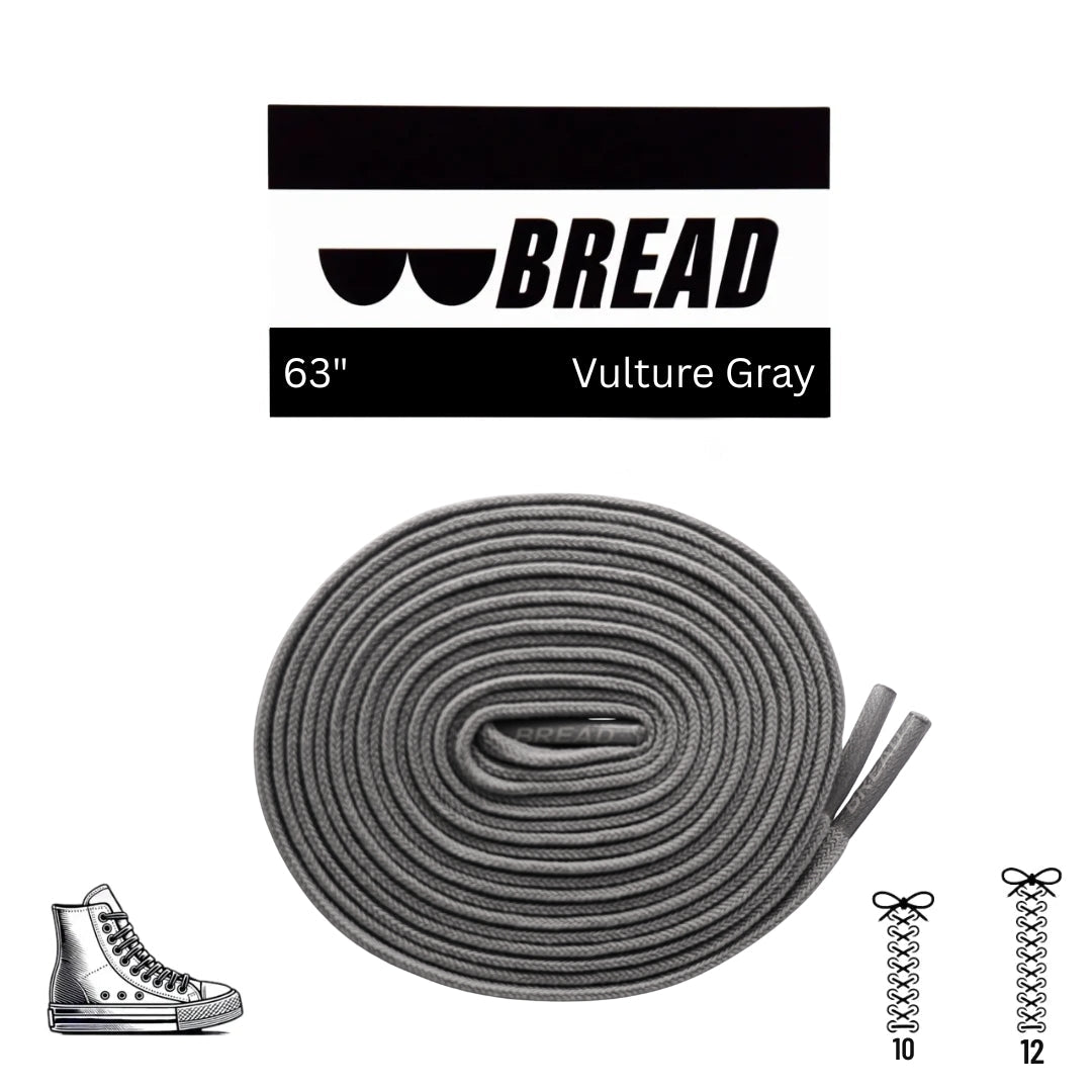 Bread - Vulture Gray Bread Elastic Shoelaces – Tie Once, Stay Tied - Elastic Shoelace