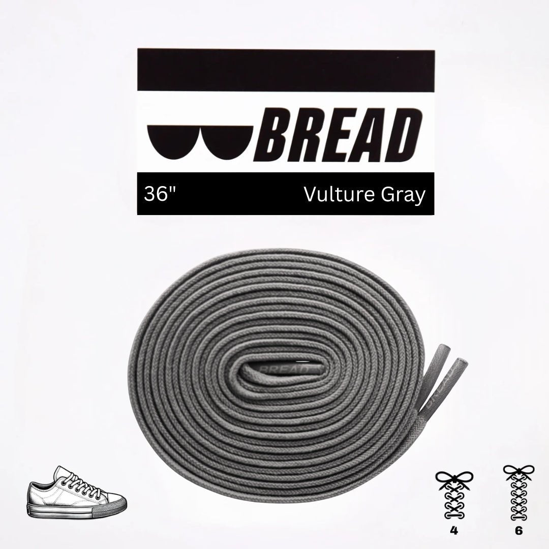 Bread - Vulture Gray Bread Elastic Shoelaces – Tie Once, Stay Tied - Elastic Shoelace