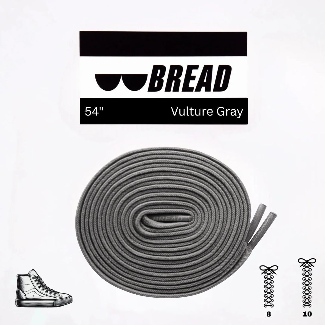 Bread - Vulture Gray Bread Elastic Shoelaces – Tie Once, Stay Tied - Elastic Shoelace
