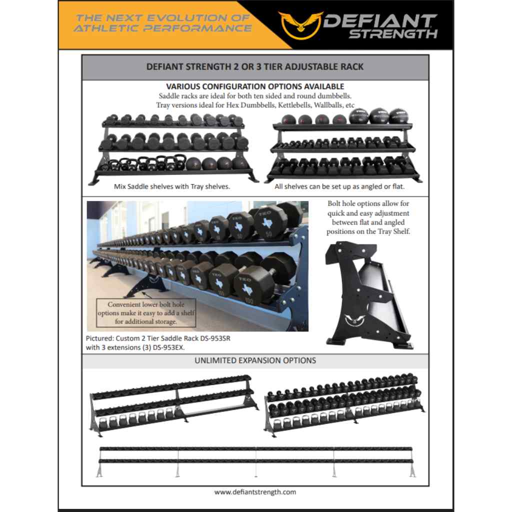 2 Tier Adjustable Tray Rack | Defiant - Dumbbell Storage - Defiant Strength