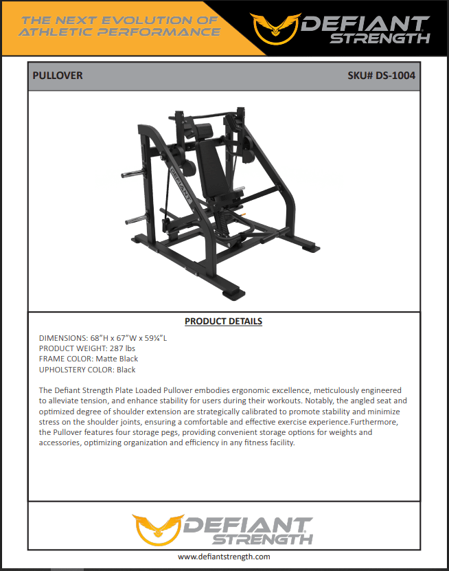 Plate Loaded Pullover | Defiant Strength - Plate Loaded - Defiant Strength